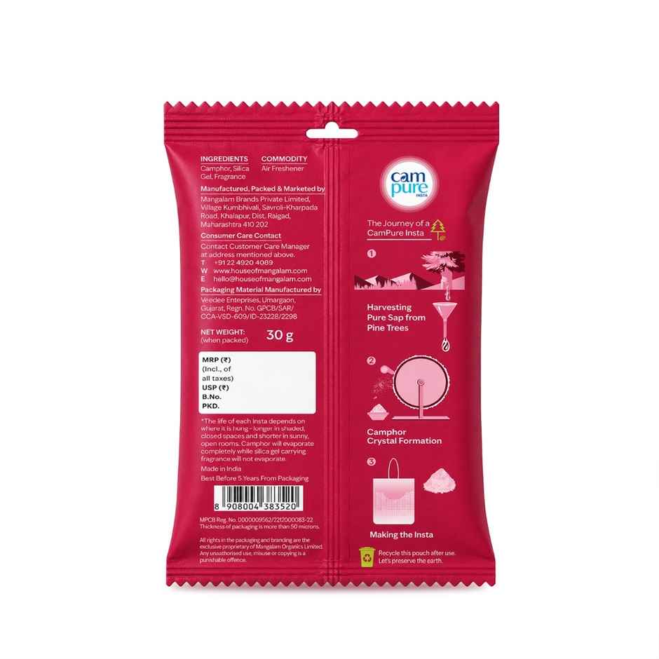 Campure Rose Insta Cone Camphor Air, Car, Room Freshener