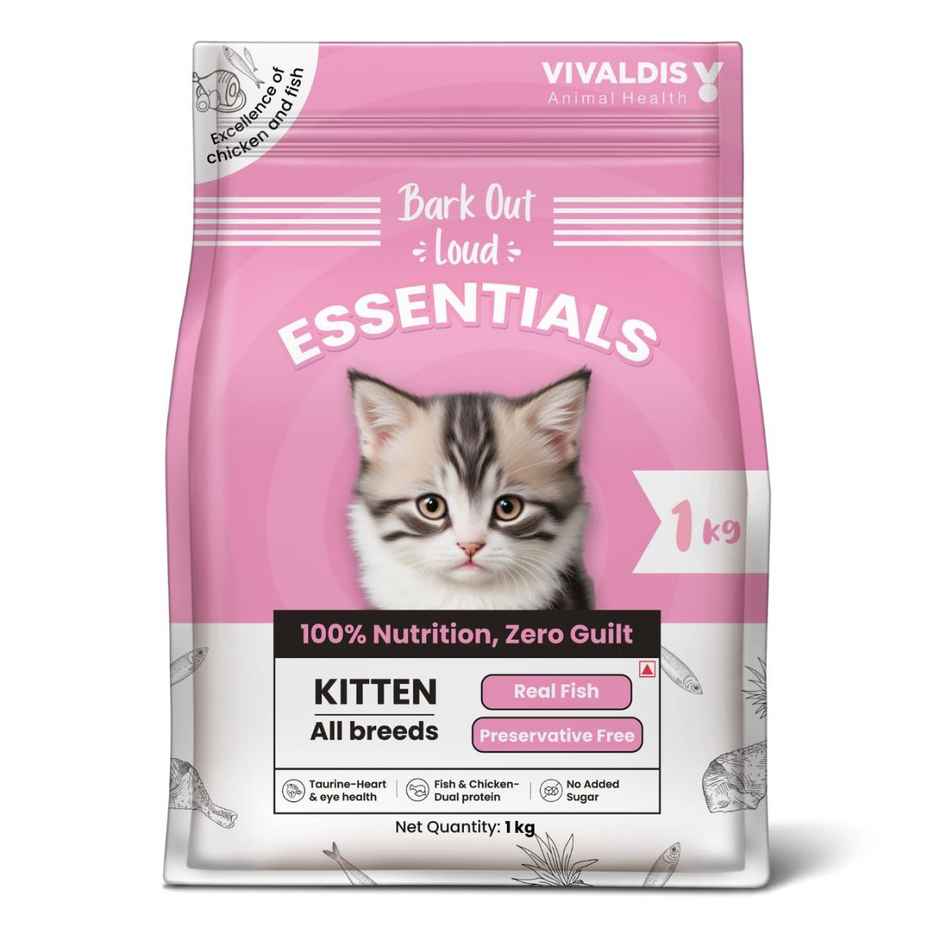 Bark Out Loud | Essentials Kitten Dry Food | Fish & Chicken | Added Taurine - No Preservatives