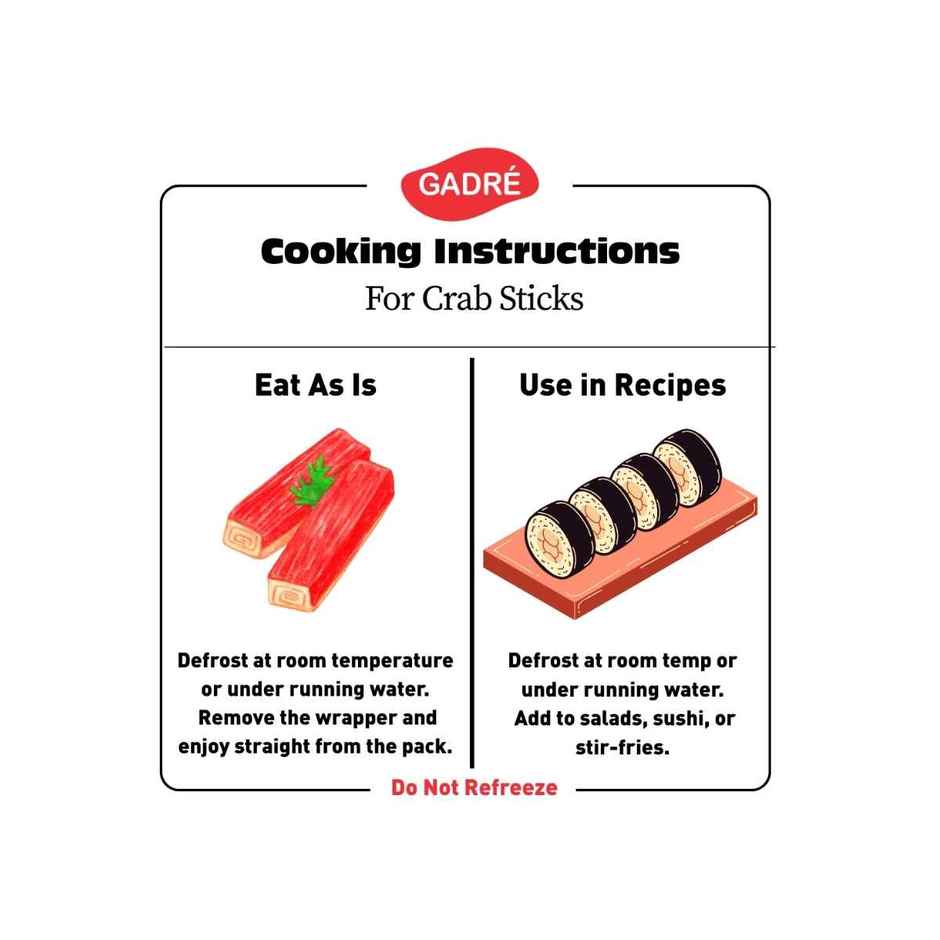 Gadre Surimi Crab Sticks | No Added Preservatives | Frozen Seafood | Ready To Eat Non Veg Snack