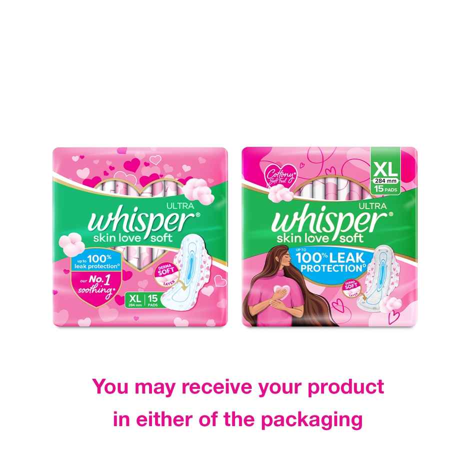 Whisper Ultra Skin Love Soft Sanitary Pads for Women | XL