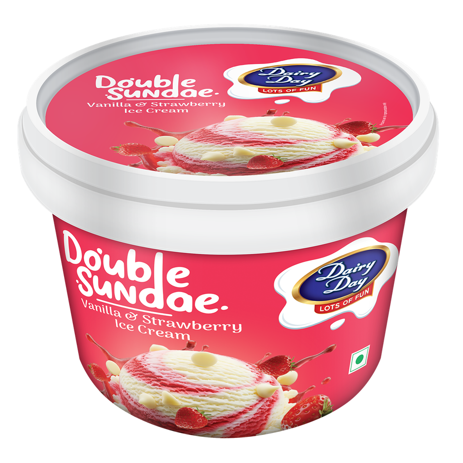 Dairy Day Vanilla & Strawberry Double Sundae Ice Cream Tub
