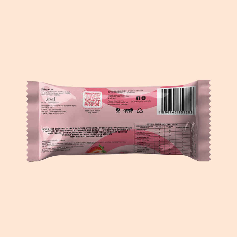 NOTO Strawberry Raspberry Sugar Free, Guilt Free Popsicle
