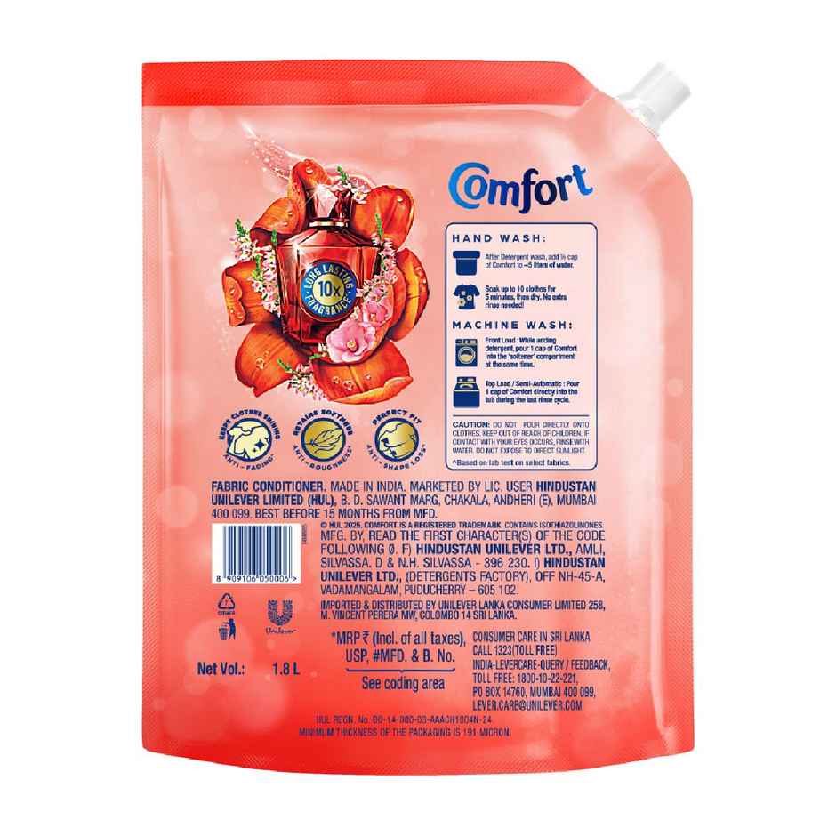 Surf Excel Matic Front Load Detergent Liquid | Pouch (5L) & Comfort Perfume Deluxe Passion (1.8L) Combo
