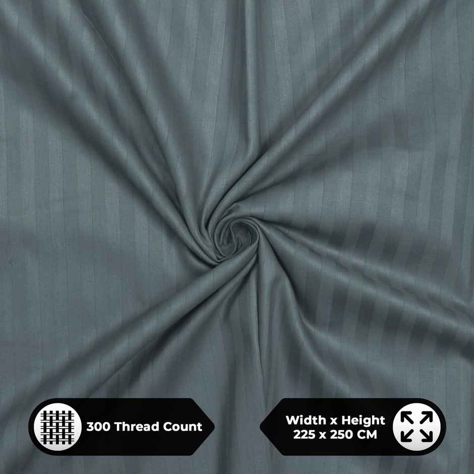 Story@Home 300 TC Dark Grey Stripes Microfiber Double Size bedsheet with 2 Pillow Covers
