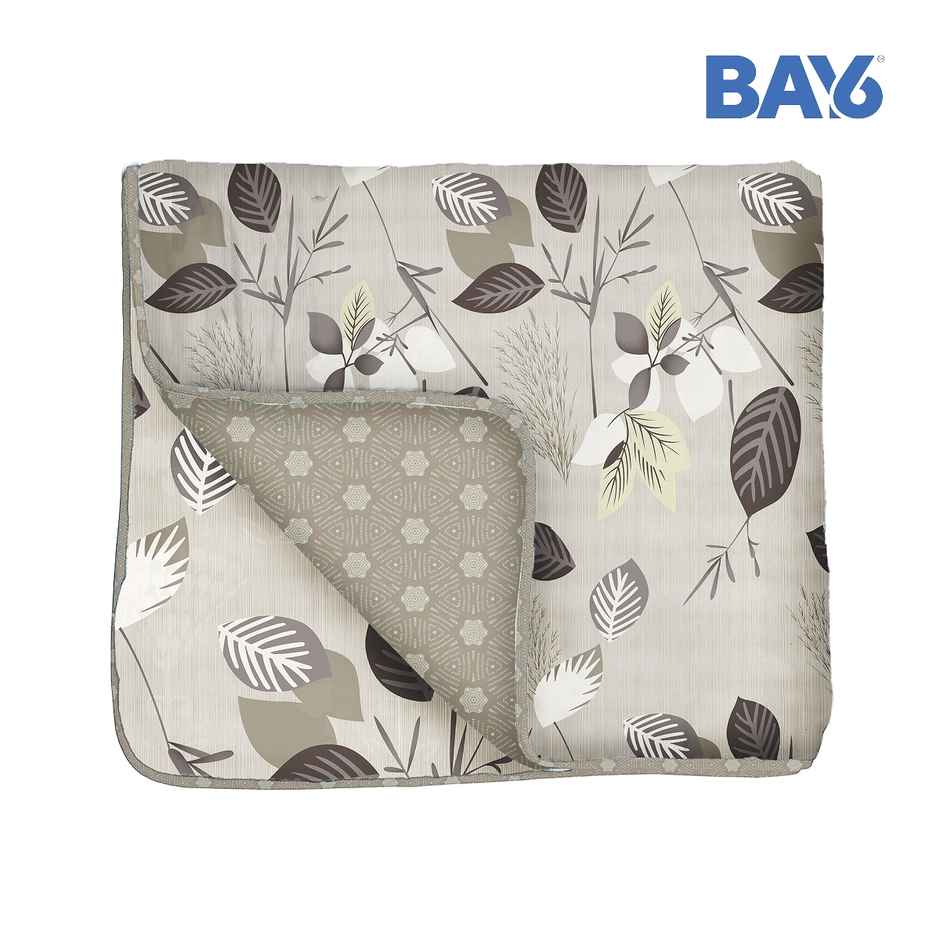 BAY6 Microfibre Leaf Print Double Bed Dohar - Beige & Brown | 220 x 240 cm