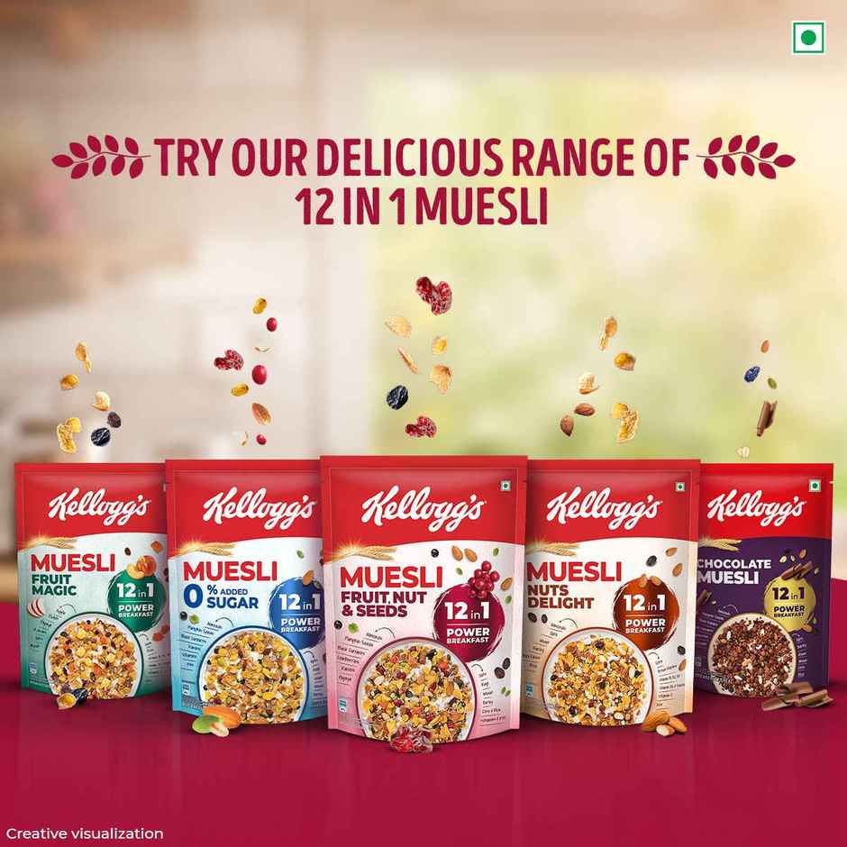 Kellogg's Muesli Fruit Nut & Seeds | 12 In 1 Power Breakfast | No Maida | No Palm Oil | India's No 1 Muesli