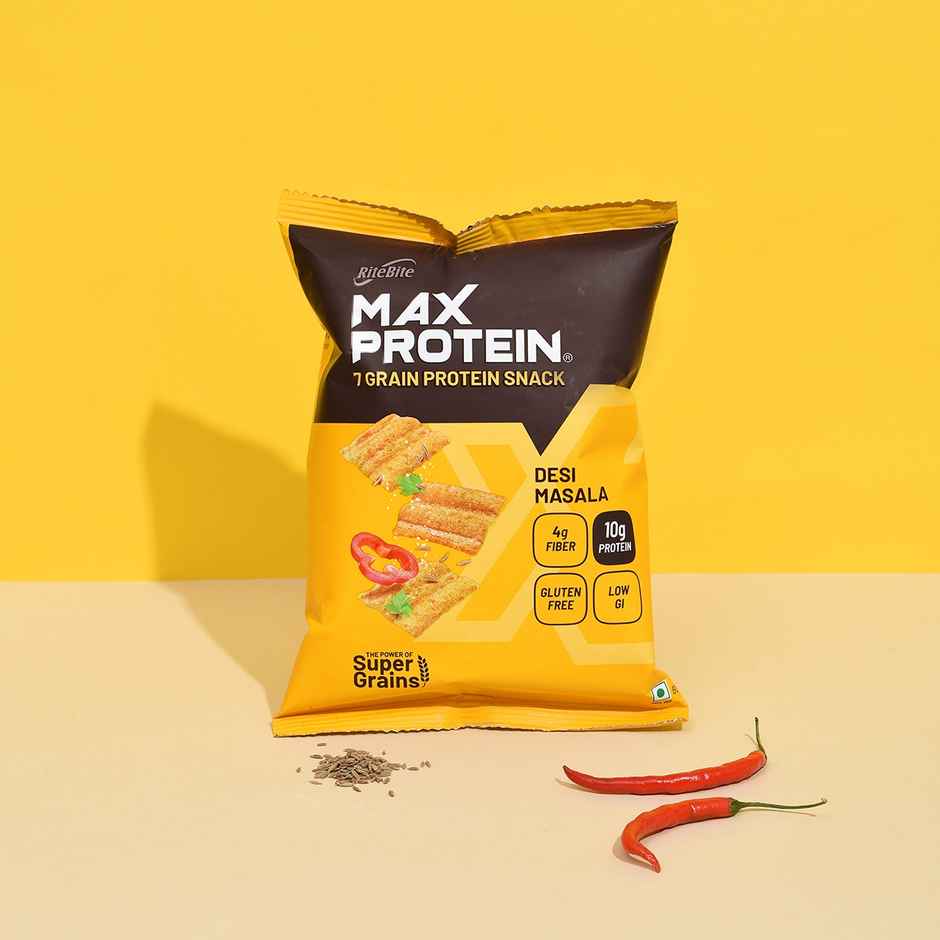 Ritebite Max Protein Desi Masala 10G Multigrain Protein Chips, Healthy Snacks & Munchies Combo