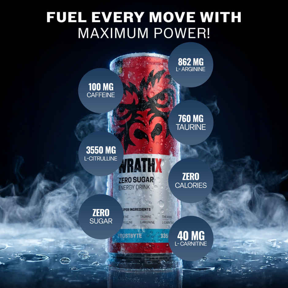 MuscleBlaze WrathX Zero Sugar Energy Drink Frostbyte