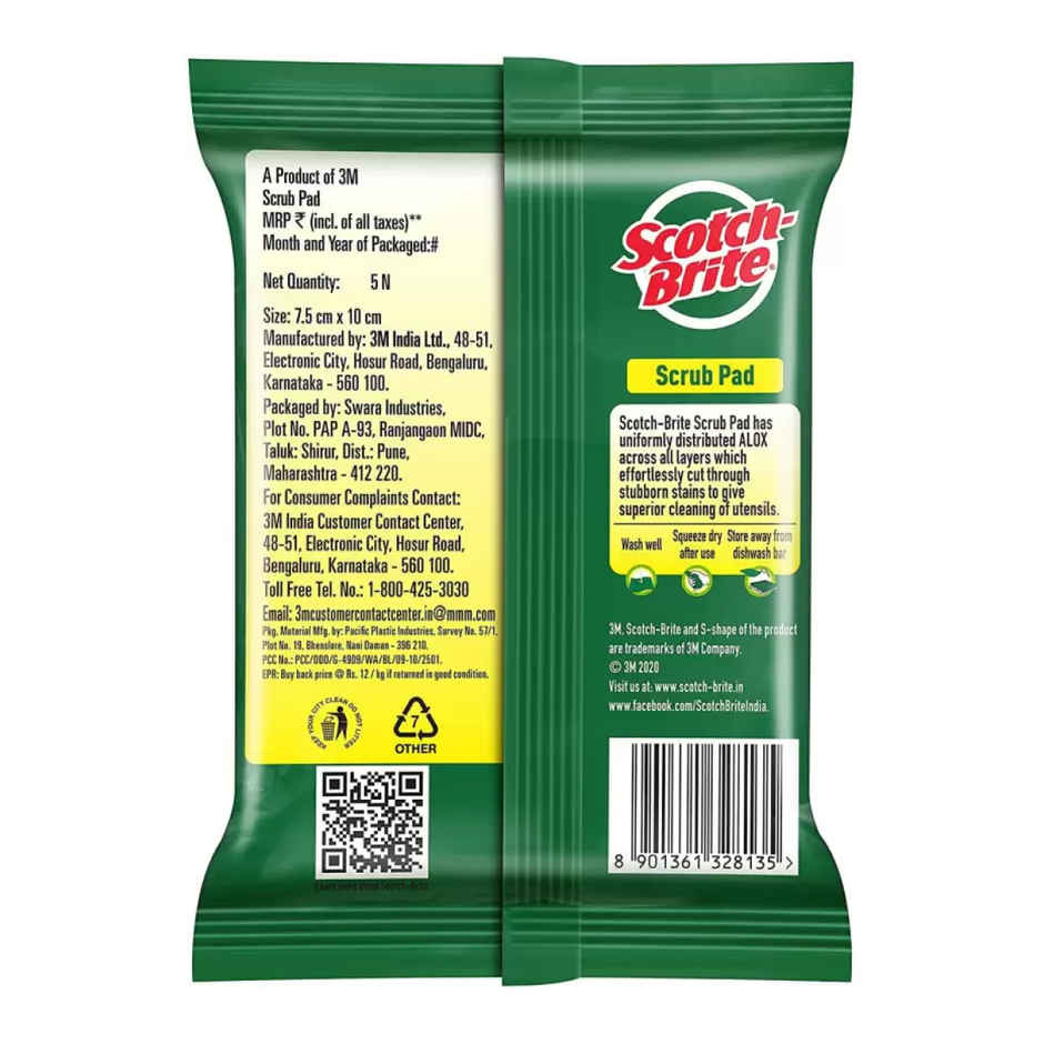 Pril Lime Dishwash Liquid Pouch(2l) & Scotch Brite Scrub Pad(5pc) Combo 