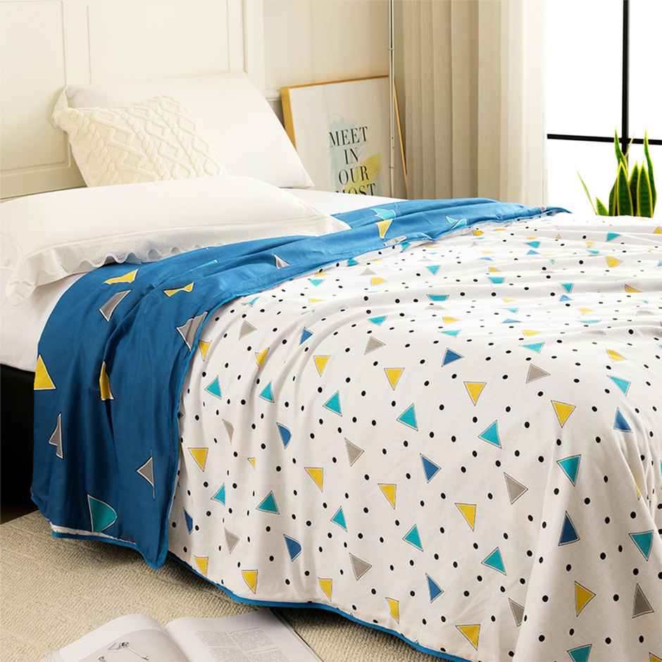 Story@home Geometric Double Dohar/Duvet Cover (Cotton, Blue) (240x225x2 cms)