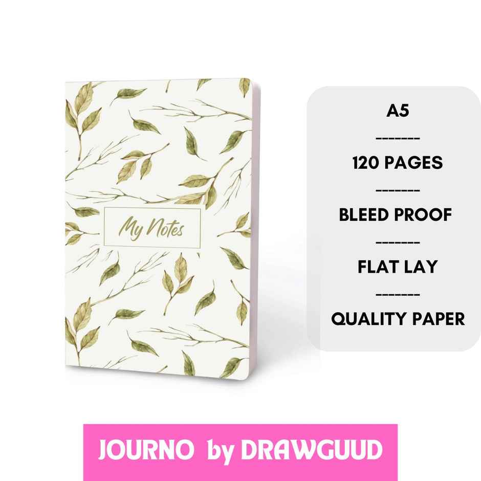 Journo By Drawguud 70 Gsm A5 Notebook : Ruled |120 Pages (Green My Notes)