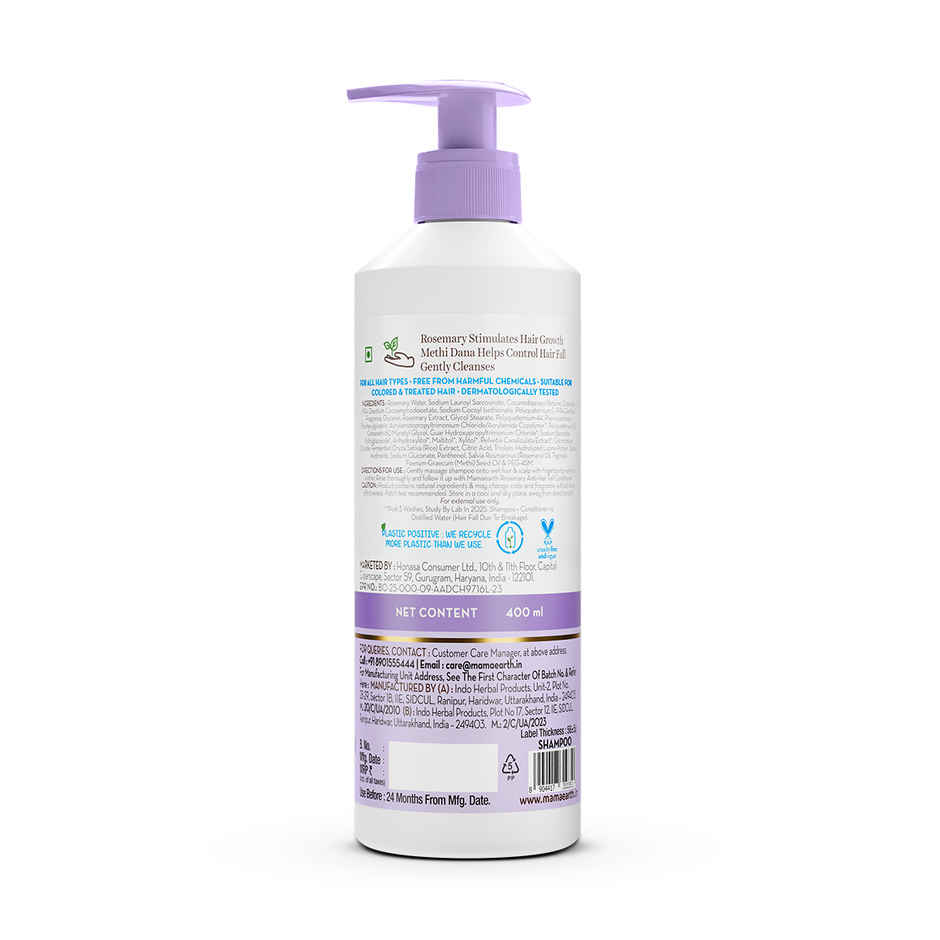 Mamaearth Rosemary Anti-Hair Fall Shampoo With Rosemary & Methi Dana | Hard Water Protection