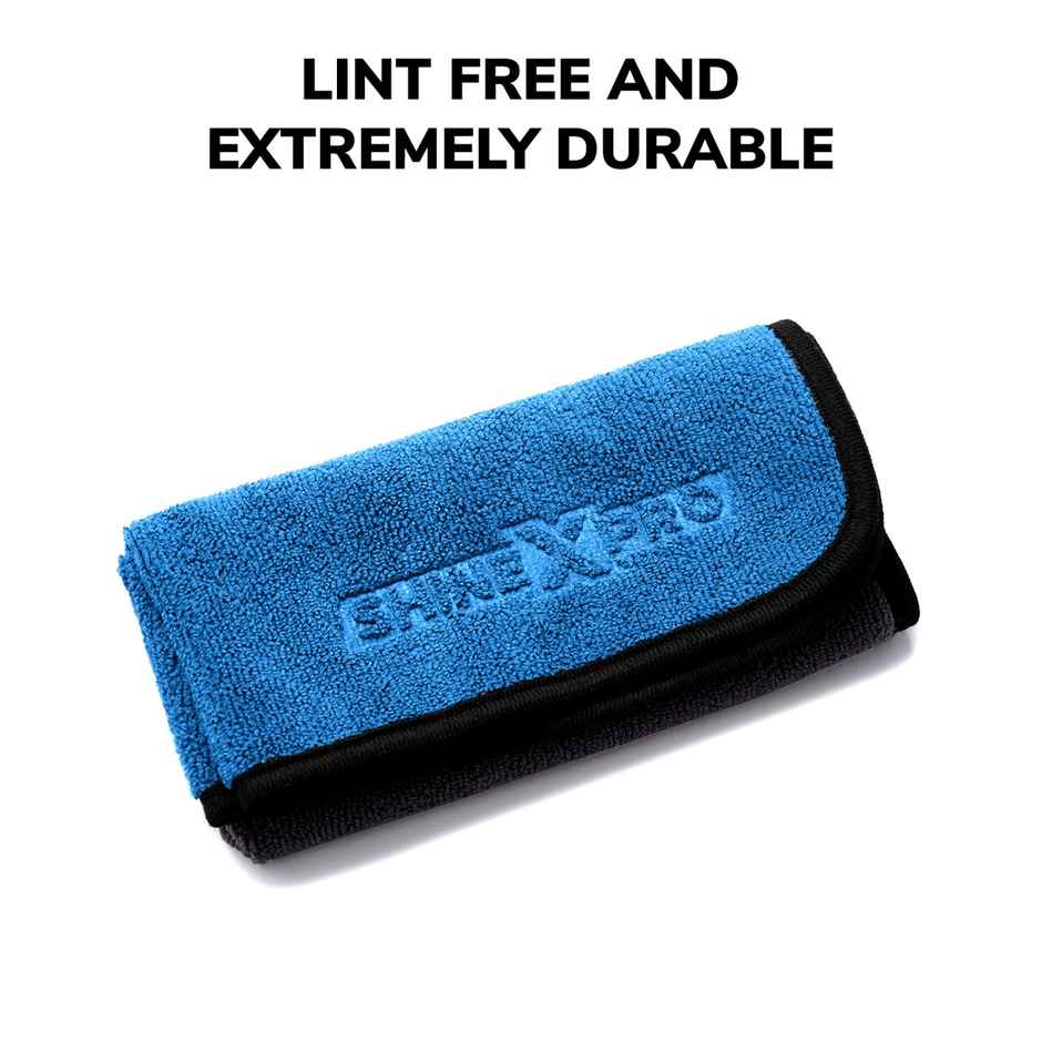 ShineXPro Microfiber Car Cleaning Cloth (Pack of 4) - Blue | 400 GSM | 40 x 40 cm