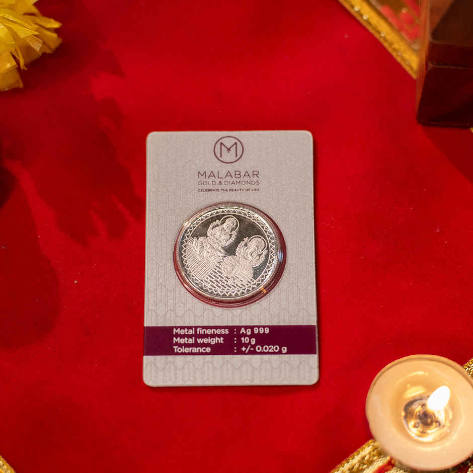 Lakshmi Ganesh Pure Silver Coin | 999 Purity | 10 g | Malabar Gold & Diamonds