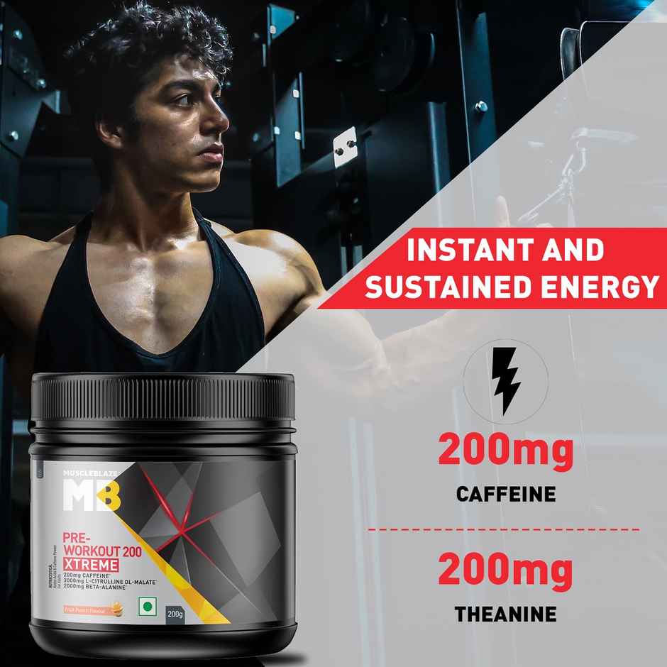 Muscleblaze Bcaa Pro, Powerful Intra Workout With 5 G Vegan Bcaas (Tropical Fest, 30 Servings) (240g) & Muscleblaze Pre Workout 200 Xtreme (Fruit Punch, 30 Servings) (200g) Combo