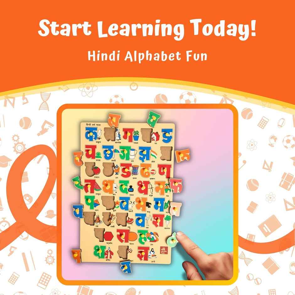 Skillofun Wooden Hindi Varnamala Tray | Alphabet Puzzle for Kids | MontesBAUi Educational Toy