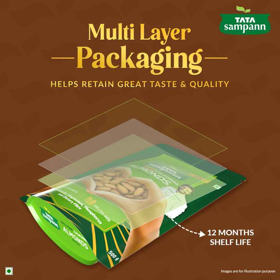 Tata Sampann Totally Pure California Almonds/Badam Giri | Whole Premium Quality