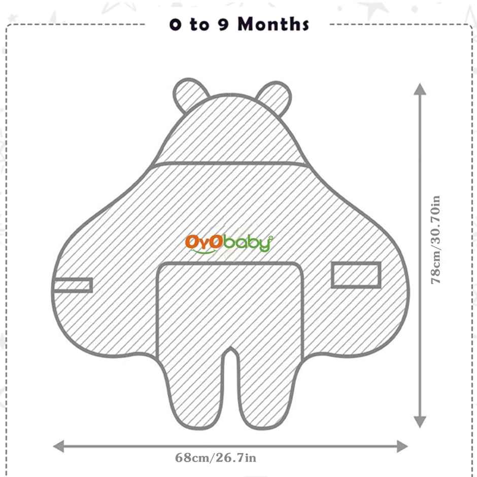 Oyo Baby Blankets New Born Babies Wrapper 76Cm X 70Cm, 0-6 Months Star Grey