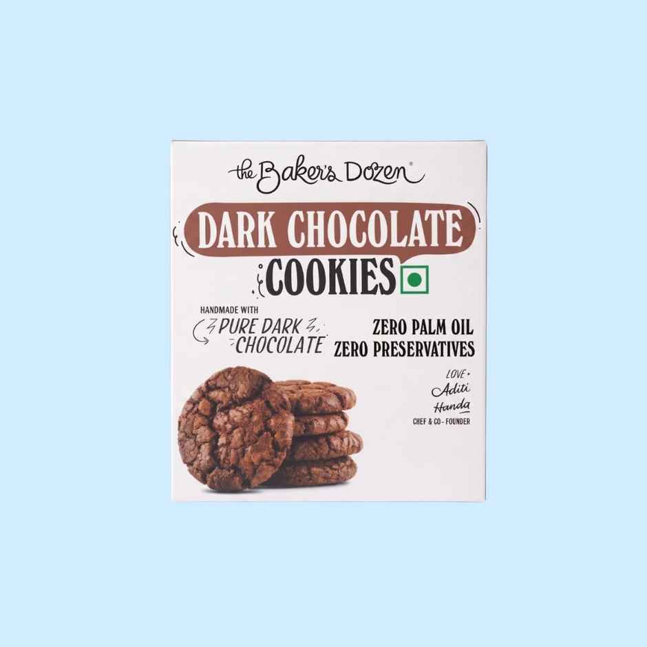 The Baker's Dozen Dark Chocolate Cookies - 200 Gm | 31% Pure Dark Chocolate | Choco Chip Cookies