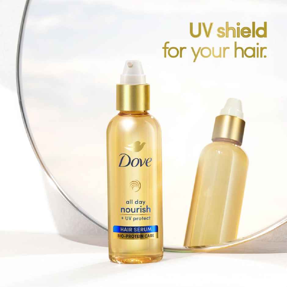 Dove  All Day Nourish + Uv Protect  Hair Serum For All Hair Types With Bio Protein Care