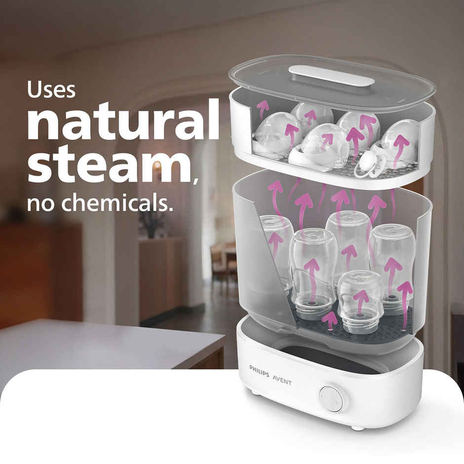 Philips Avent Bottle Sterilizer | Kills 99% Germs | Natural Steam | Stays 24hrs | SCF291/00