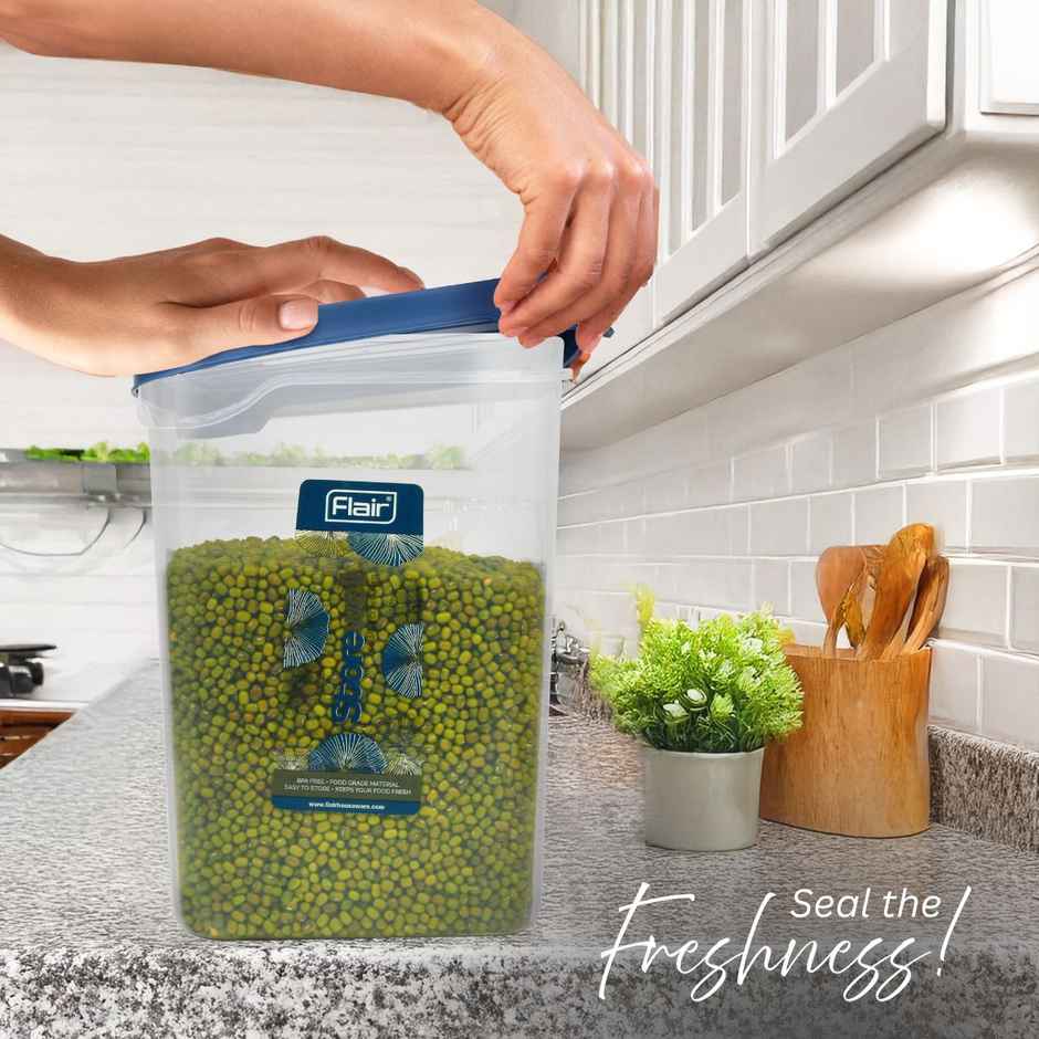 Flair Plastic Storewell Square Food Storage Containers 2400Ml - Set Of 2 (Blue)