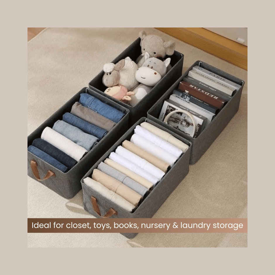 Zulaxy Foldable Fabric Storage Organizers for Clothes & Multipurpose Use | Grey