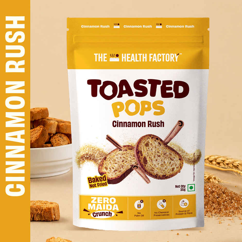 The Health Factory Toasted Pops Cinnamon Rush | Zero Maida | Baked Snack