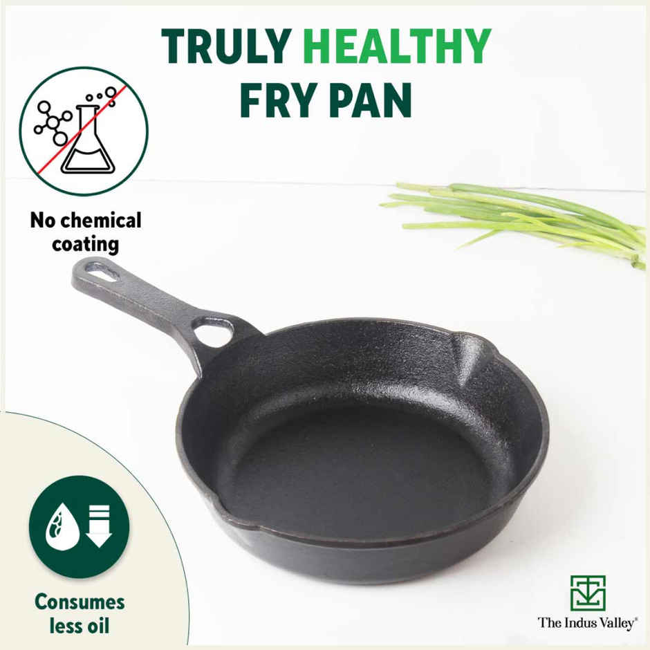 The Indus Valley Iron Fry Pan/Skillet With Long Handle|Very Small, 15.2Cm/6Inch, 0.42Ltr, 1.1Kg