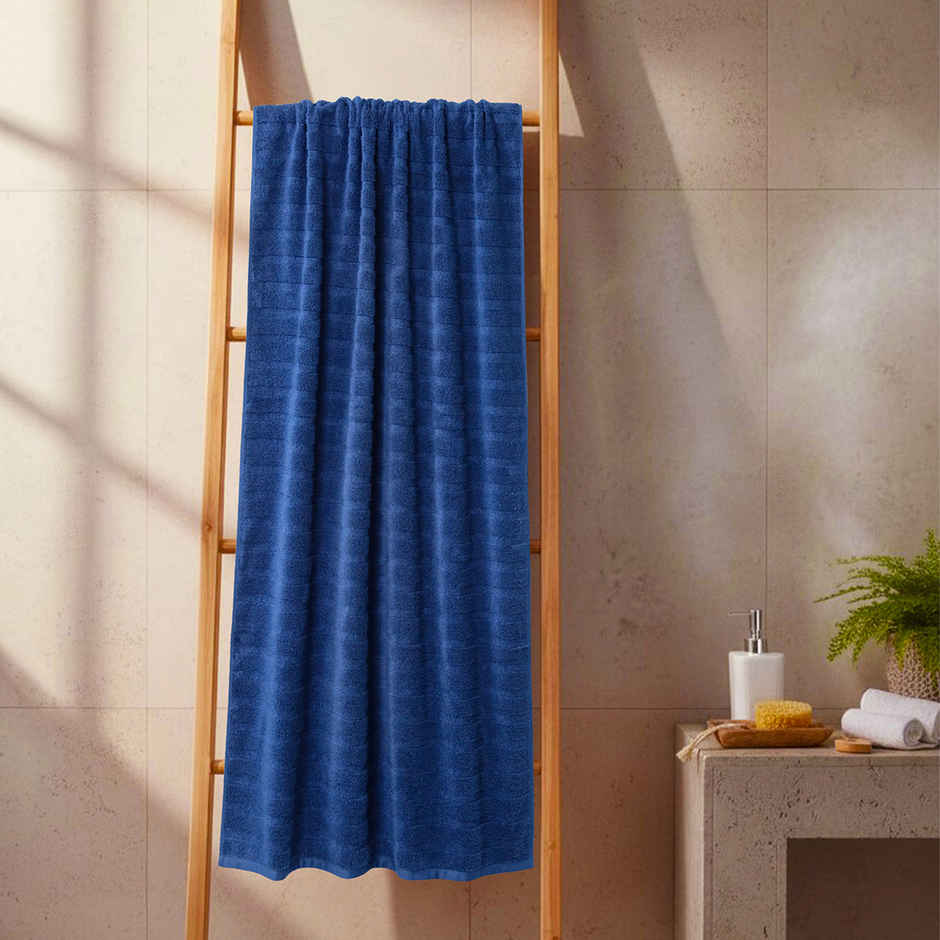 Mytrident Quick Dry Cotton Bath Towel | 28 x 56 in | Navy Blue