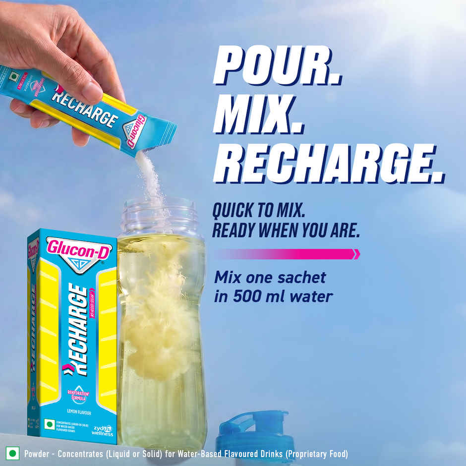 Glucon-D Recharge Lime Hydration Drink Sachets