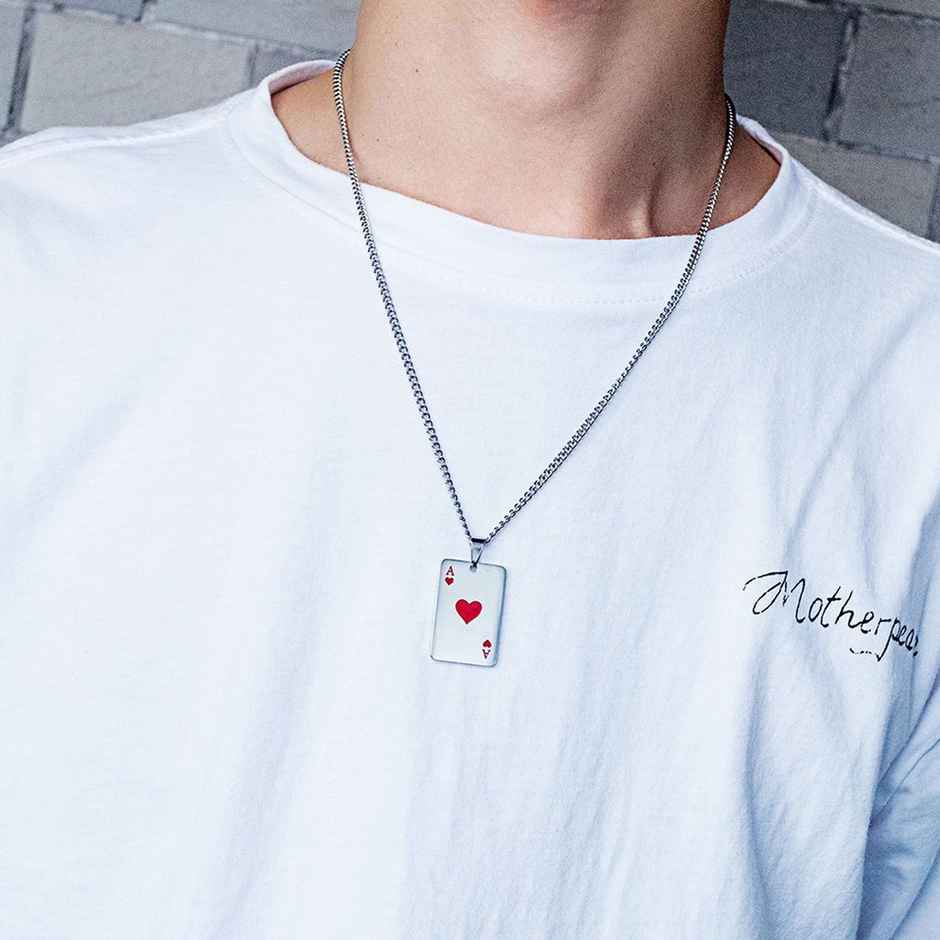 Fashion Frill Men's Ace of Spades Pendant Chain Silver Onesize
