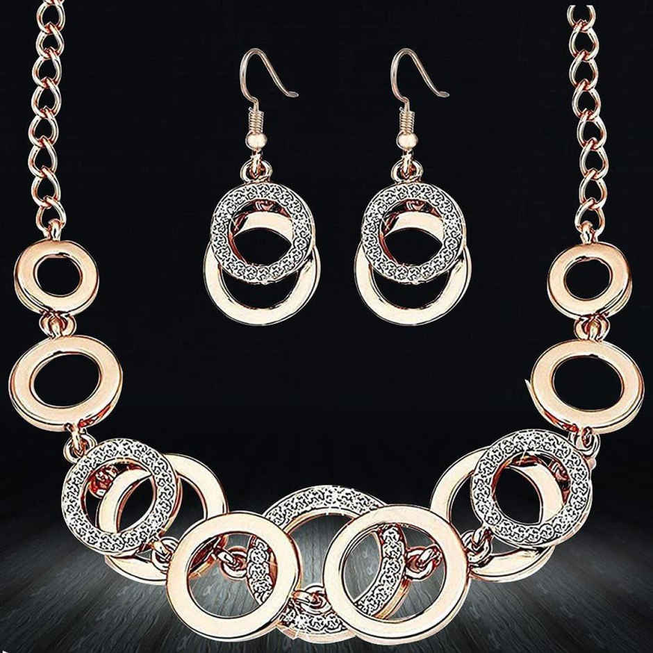 YouBella Rose Gold-Plated Stone-Studded Jewellery Set