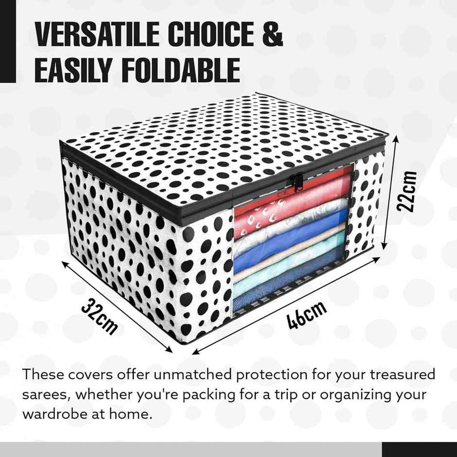 Kuber Industries Pack of 6 Polka Dots Clothes Organizer For Saree | Shirts | Suit|Black and White