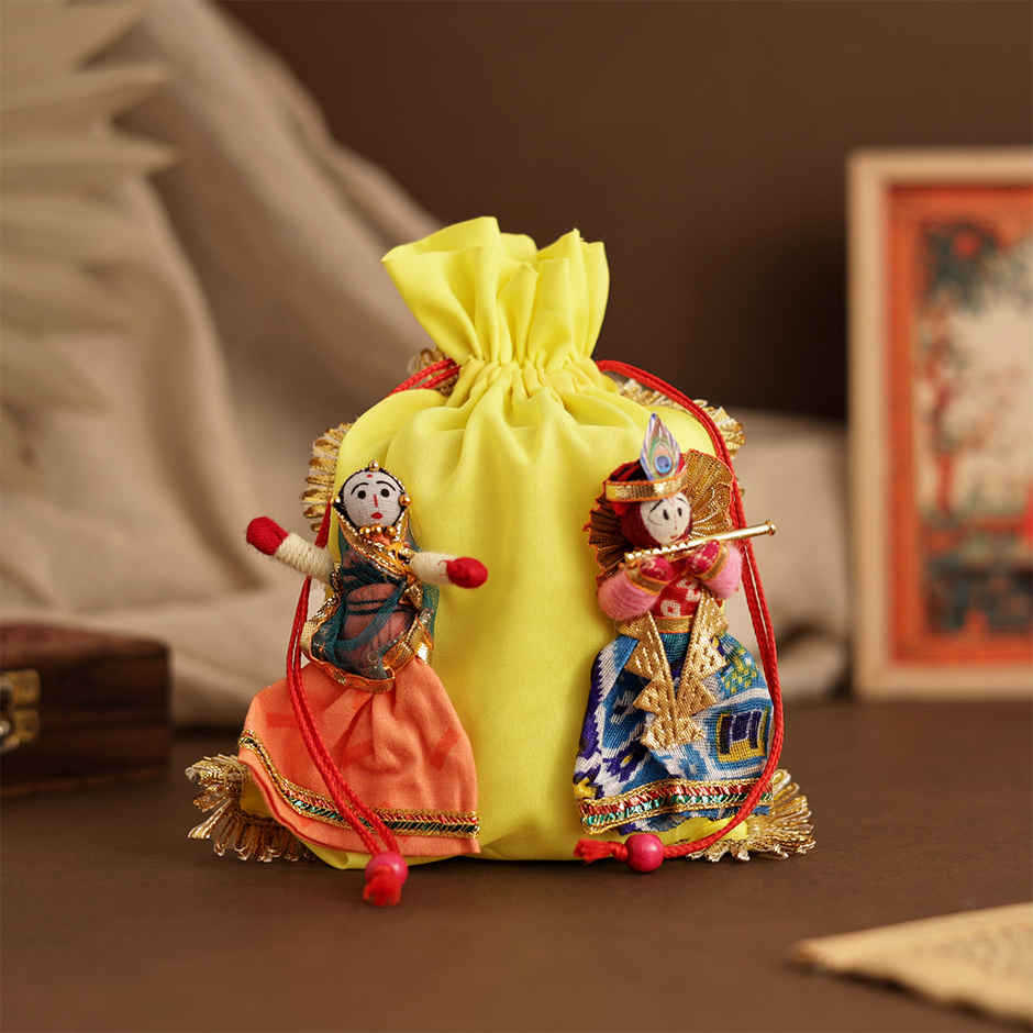 Colorful Radhe Krishna Potli Bag | Religious Traditional Pouch | Oye Happy