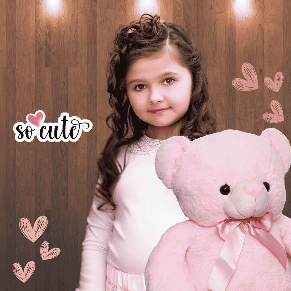 Toytales Wolly Bear 90cm Pink| Plush Stuffed Animal With Ribbon | Cute Toys For Girls|Soft Toy