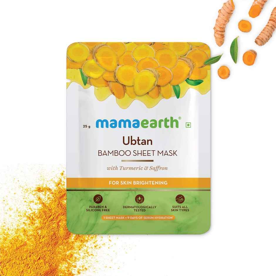Mamaearth Ubtan Bamboo Sheet Mask with Turmeric & Saffron for Skin Brightening & Glow