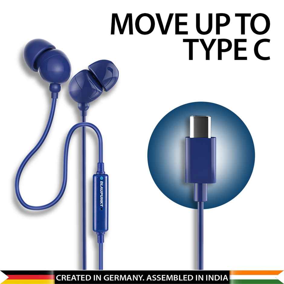 Blaupunkt Em06 In-Ear Type C Earphone With Mic And Deep Bass(Blue)