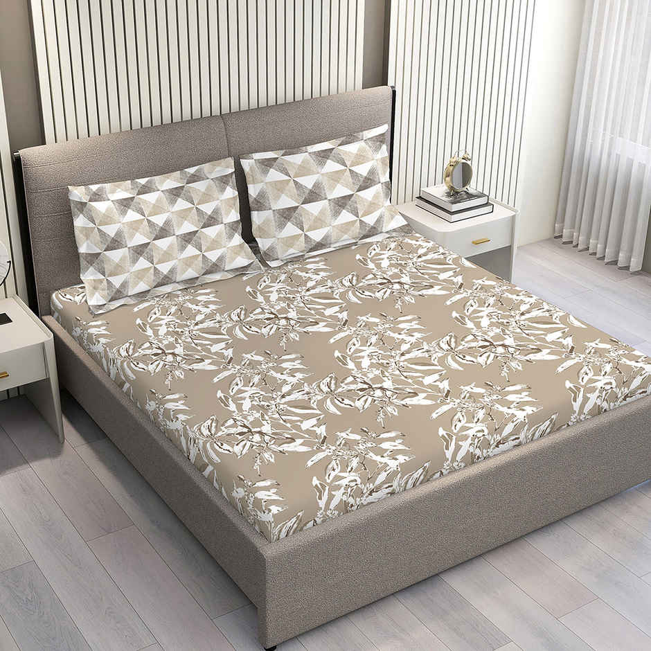 Layers Illumanating Homes 100% Cotton 150 TC Grey Double Bedsheet with 2 Pillow Covers