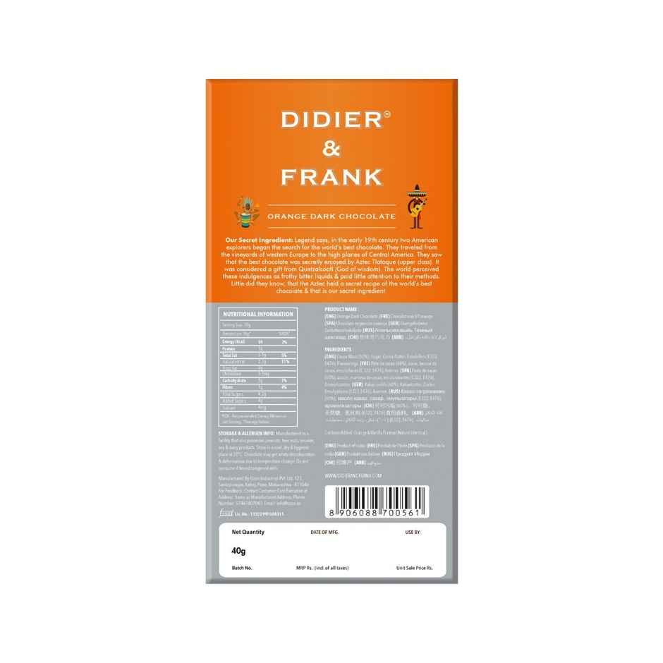 Didier & Frank Orange Dark Chocolate Bar