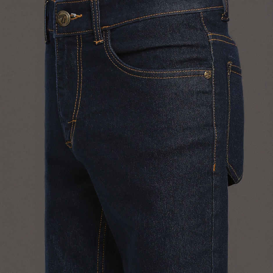 The Indian Garage Co Slim Fit Solid Casual Jeans | Blue - 30