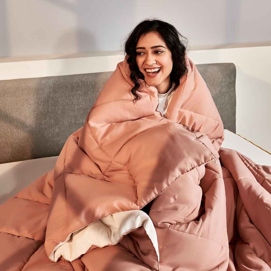 Sleepycat All Season Reversible Comforter-Nude Pink & Seafoam White (Double Size, 90 x 100 Inches)