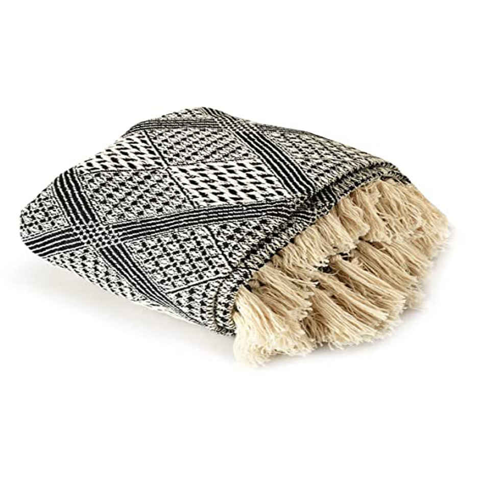 Sashaa World Cotton Throw Bedcover Black