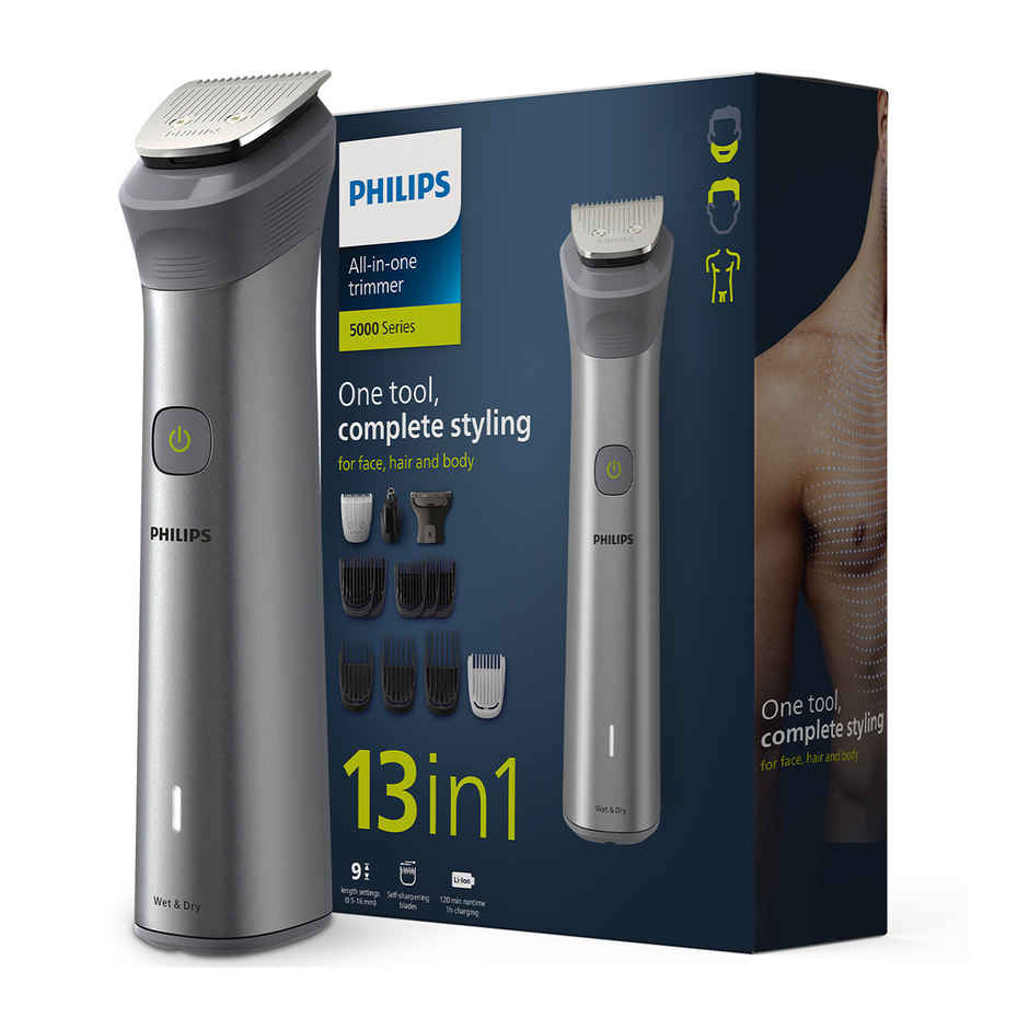 Philips India's No.1 Men's Trimmer | 13-in-1 Essential Body Kit -Face, Body & Private Parts | MG5930/65