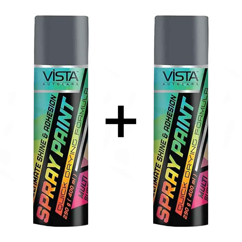 Vista Auto Care Silver Spray Paint Quick-Drying | Multi-Surface for Metal | Wood Combo