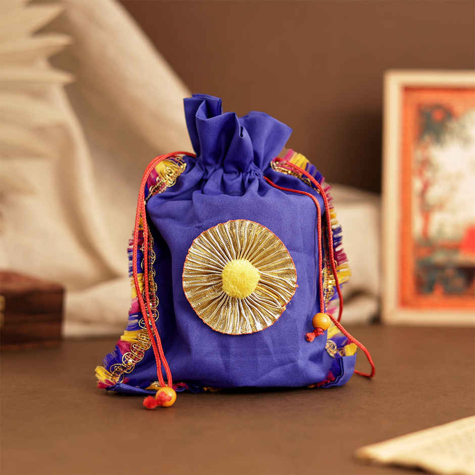 Traditional Gota Work Potli Bag | Handcrafted Ethnic Pouch | Oye Happy