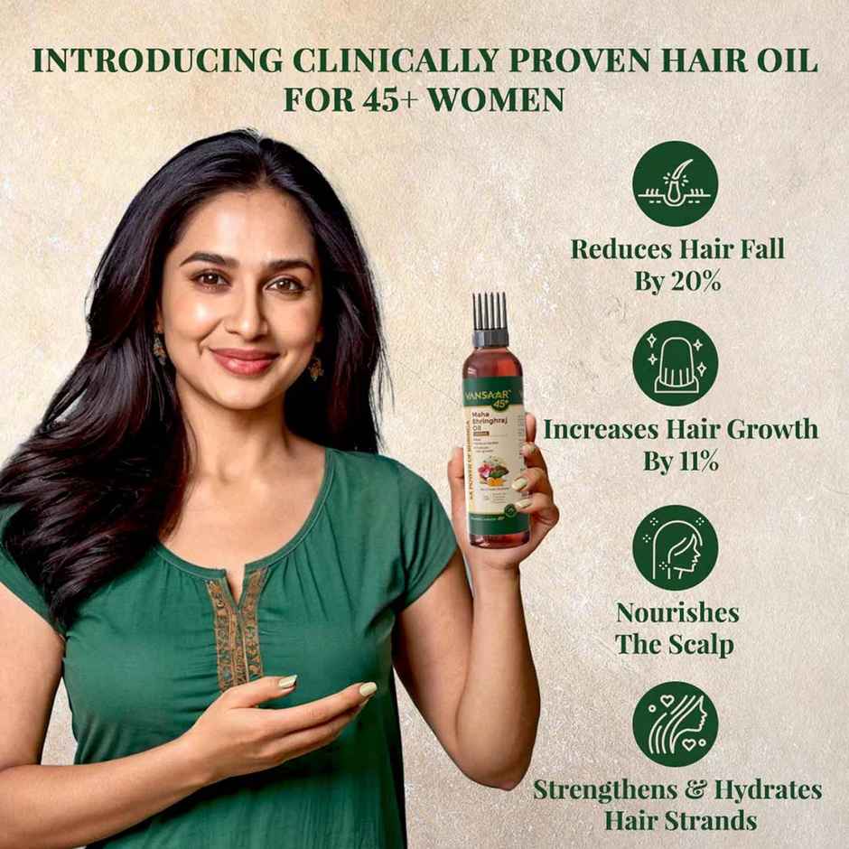 Vansaar 45+ Maha Bhringraj Hair Oil With Neem Comb