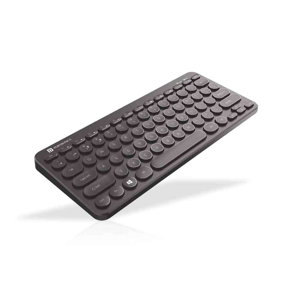 Portronics Bubble Multimedia Wireless Keyboard 2.4 GHz & Bluetooth 5.0 Connectivity, Noiseless Experience, Compact Size for iOS iPad Air, Pro, Mini, Android, Windows Tablets PC Smartphone - Black