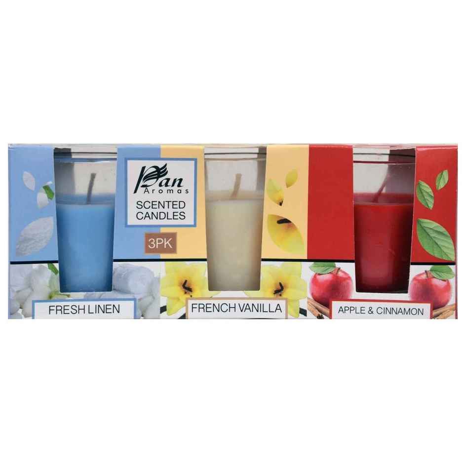 Shot Glass Candles | Pack of 3 | Apple, Vanilla & Linen | Pan Aromas