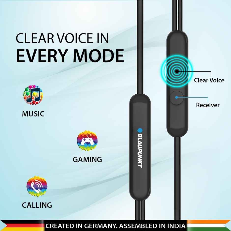 Blaupunkt EM01 C Type In The Ear Wired Earphones for Gaming | Night Black